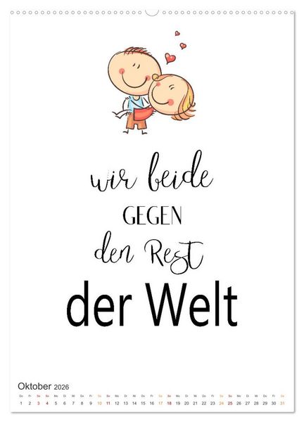 Produktbild: Liebesspr&uuml;che (hochwertiger Premium Wandkalender 2026 DIN A2 hoch), Kunstdruck in Hochglanz