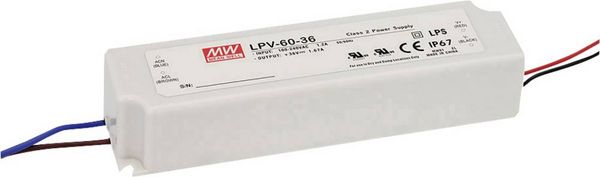Produktbild: MEAN WELL LPV-60-12 LED-Trafo Konstantspannung 60 W 0 - 5 A 12 V/DC nicht dimmbar, &Uuml;berlastschutz 1 St.