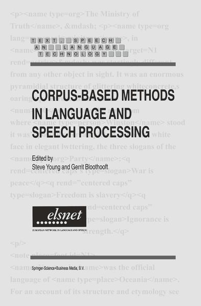 Produktbild: Corpus-Based Methods in Language and Speech Processing