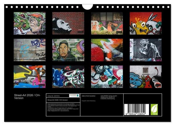 Produktbild: Street-Art 2026 / CH-Version (Wandkalender 2026 DIN A4 quer), CALVENDO Monatskalender