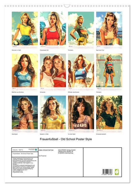 Produktbild: Frauenfu&szlig;ball - Old School Poster Style (Wandkalender 2026 DIN A2 hoch), CALVENDO Monatskalender