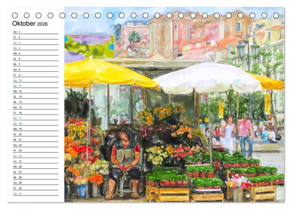 Produktbild: Lissabon - Stadtrundgang in Aquarell-Illustrationen (Tischkalender 2026 DIN A5 quer), CALVENDO Monatskalender