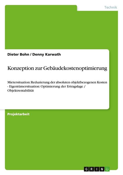 Produktbild: Konzeption zur Geb&auml;udekostenoptimierung