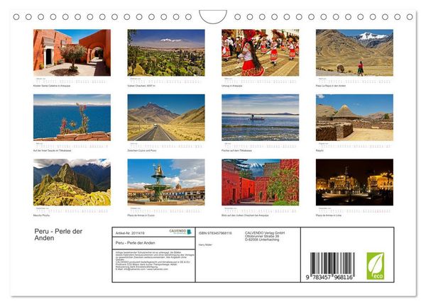 Produktbild: Peru - Perle der Anden (Wandkalender 2026 DIN A4 quer), CALVENDO Monatskalender