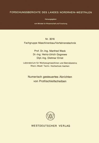 Produktbild: Numerisch gesteuertes Abrichten von Profilschleifscheiben