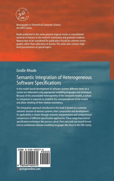 Produktbild: Semantic Integration of Heterogeneous Software Specifications