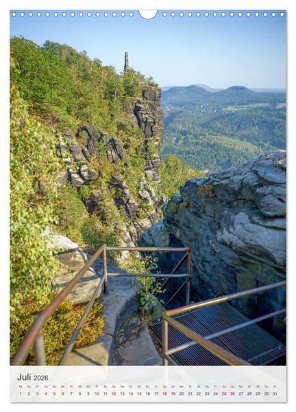 Produktbild: Bastei und Lilienstein - Unterwegs an zwei m&auml;rchenhaften Orten in der S&auml;chsischen Schweiz (Wandkalender 2026 DIN A3 hoch), CALVENDO Monatskalender