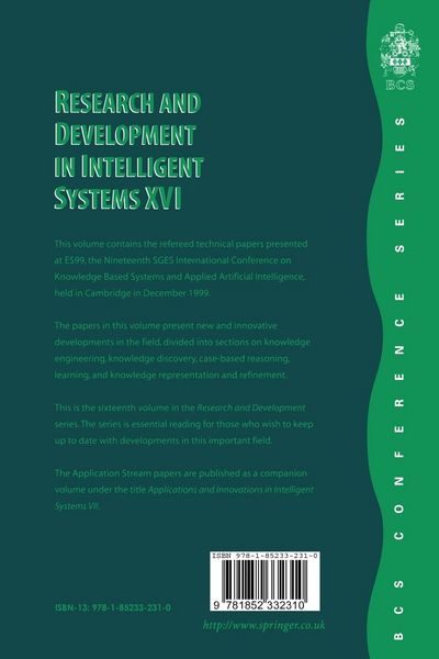 Produktbild: Research and Development in Intelligent Systems XVI