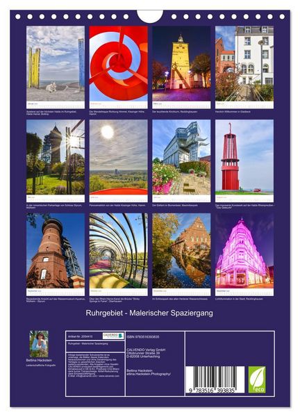 Produktbild: Ruhrgebiet - Malerischer Spaziergang (Wandkalender 2026 DIN A4 hoch), CALVENDO Monatskalender