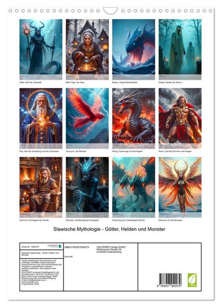 Produktbild: Slawische Mythologie - G&ouml;tter, Helden und Monster (Wandkalender 2026 DIN A3 hoch), CALVENDO Monatskalender