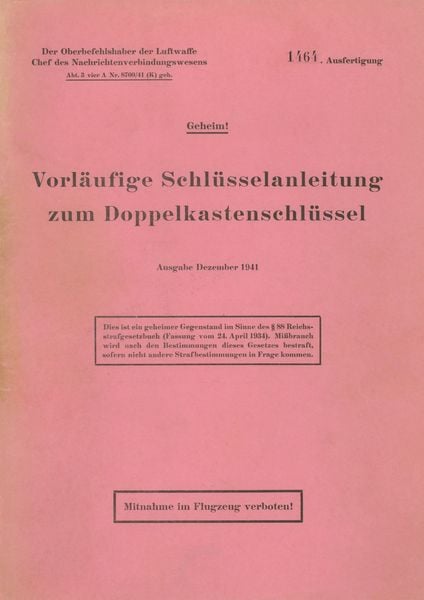 Produktbild: Vorl&auml;ufige Schl&uuml;sselanleitung zum Doppelkastenschl&uuml;ssel