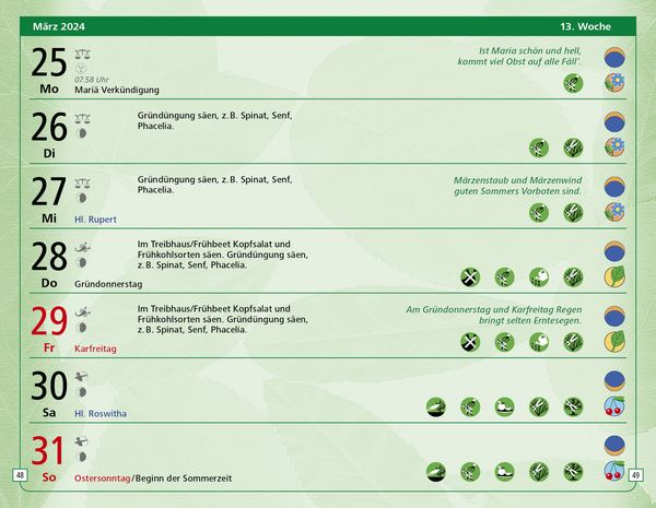 'Der kleine Aussaatkalender 2024 Gärtnern mit dem Mond. Die besten