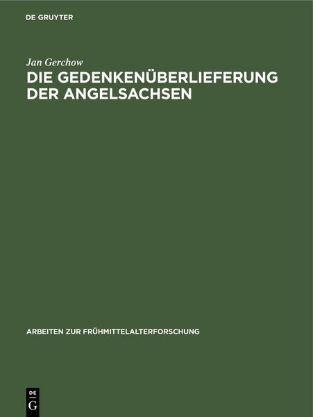 Produktbild: Die Gedenken&uuml;berlieferung der Angelsachsen