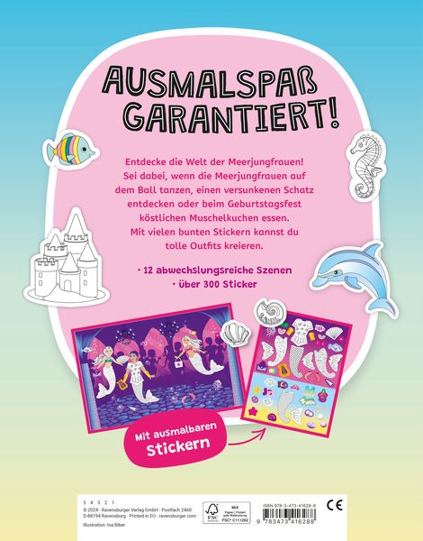 Produktbild: Mein Ausmalstickerbuch - Meerjungfrauen