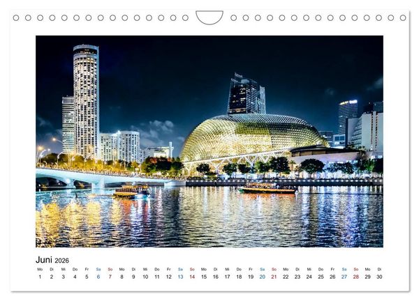 Produktbild: Singapur - Asiatische Metropole bei Nacht (Wandkalender 2026 DIN A4 quer), CALVENDO Monatskalender