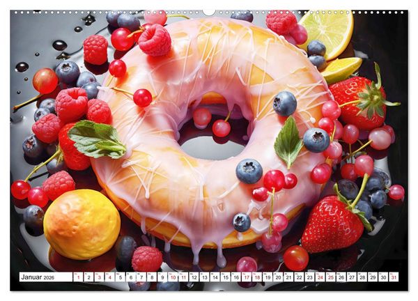 Produktbild: Bunte Donut-Tr&auml;ume - Himmlischer Geschmack aus Krapfenteig (hochwertiger Premium Wandkalender 2026 DIN A2 quer), Kunstdruck in Hochglanz