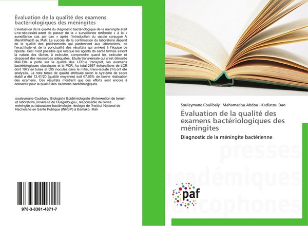 Produktbild: &Eacute;valuation de la qualit&eacute; des examens bact&eacute;riologiques des m&eacute;ningites