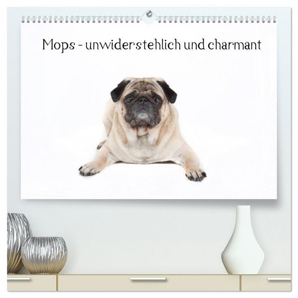 Produktbild: Mops - unwiderstehlich und charmant (hochwertiger Premium Wandkalender 2026 DIN A2 quer), Kunstdruck in Hochglanz
