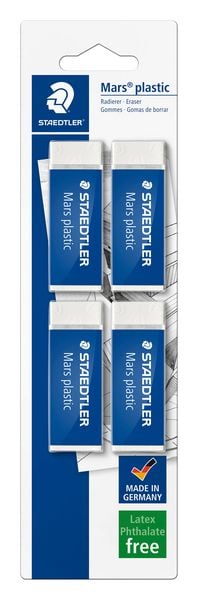 Produktbild: STAEDTLER Mars plastic 526 50, 4 Radierer, 52650BK4DA