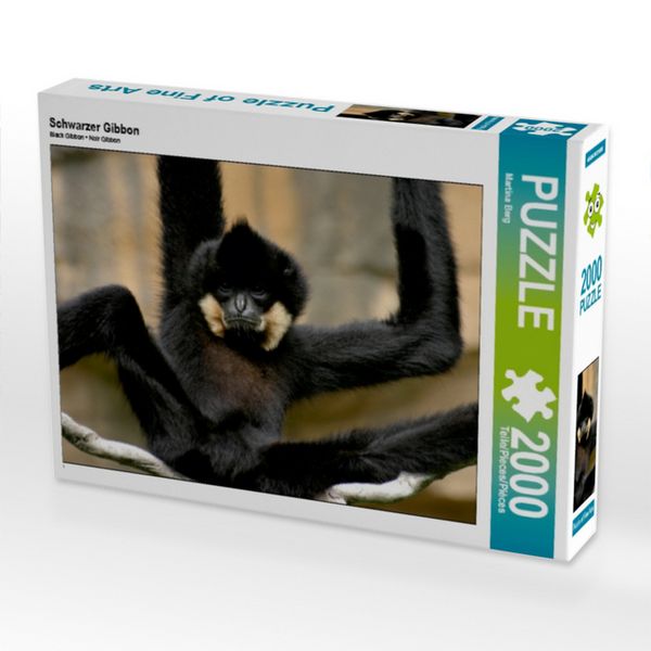 CALVENDO Puzzle Schwarzer Gibbon | 2000 Teile Lege-Größe 90x67cm Foto-Puzzle für glückliche Stunden