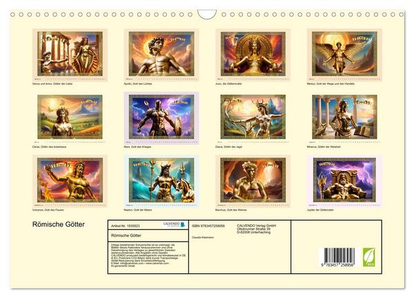 Produktbild: R&ouml;mische G&ouml;tter (Wandkalender 2026 DIN A3 quer), CALVENDO Monatskalender