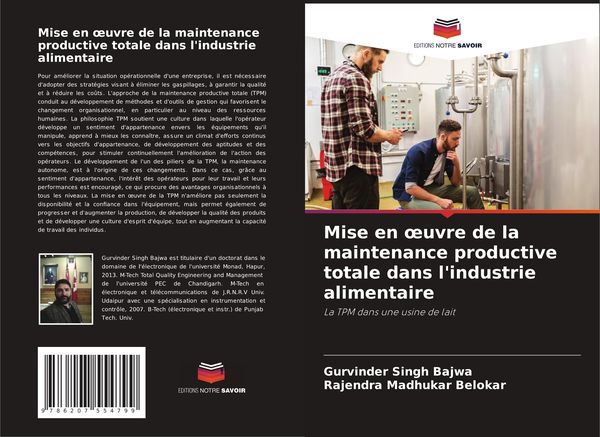 Produktbild: Mise en &iquest;uvre de la maintenance productive totale dans l'industrie alimentaire