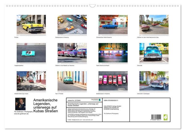 Produktbild: Amerikanische Legenden, unterwegs auf Kubas Stra&szlig;en (Wandkalender 2027 DIN A2 quer), CALVENDO Monatskalender