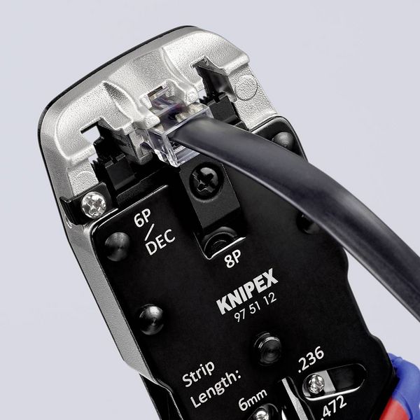 Produktbild: Knipex 97 51 12 97 51 12 D1 Crimpzange Modularstecker (Westernstecker) RJ10, RJ11, RJ12, RJ45