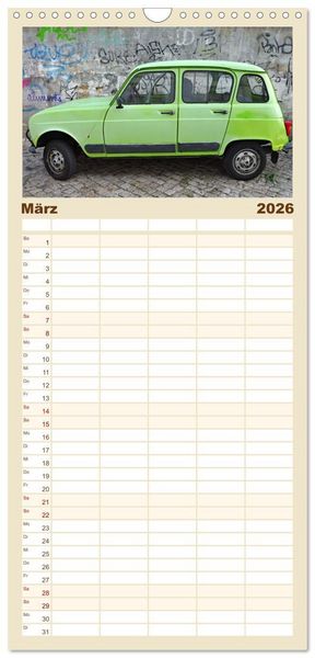 Produktbild: Familienplaner 2026 - Autos, die wir liebten mit 5 Spalten (Wandkalender, 21 x 45 cm) CALVENDO
