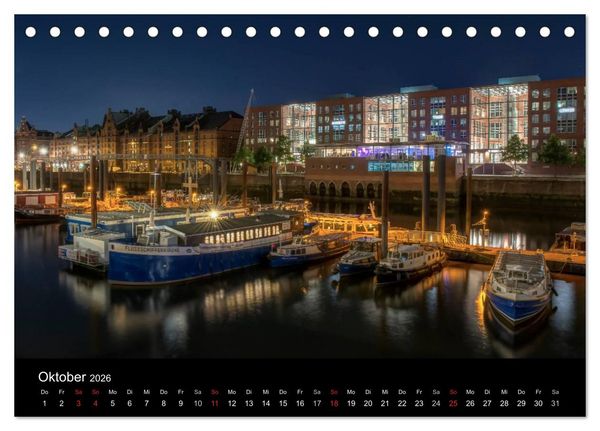 Produktbild: Hamburg - Lichter der Nacht (Tischkalender 2026 DIN A5 quer), CALVENDO Monatskalender
