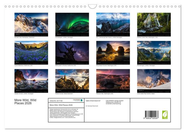 Produktbild: More Wild, Wild Places 2026 (Wandkalender 2026 DIN A3 quer), CALVENDO Monatskalender