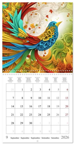 Produktbild: Quatre saisons - Fractales (Calendrier mural carr&eacute; 2026 30x30 cm) Calendrier double avec une page pour vos prises de notes