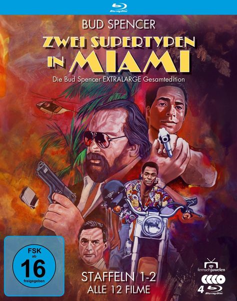 Produktbild: Zwei Supertypen in Miami - Die Bud Spencer EXTRALARGE Gesamtedition (Staffeln 1-2 / Alle 12 Filme) [4 BRs]