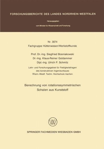 Produktbild: Berechnung von rotationssymmetrischen Schalen aus Kunststoff