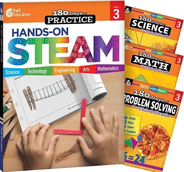 Produktbild: 180 Days(r) Steam, Science, Math, & Problem Solving Grade 3: 4-Book Set