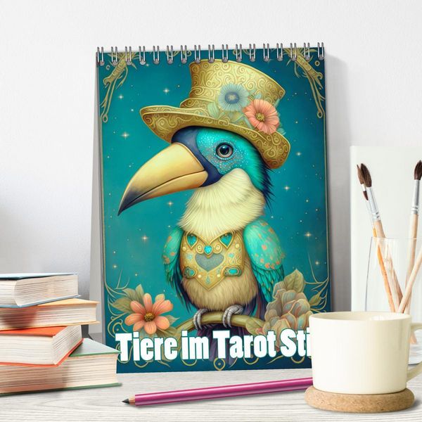 Produktbild: Tiere im Tarot Stil (Tischkalender 2026 DIN A5 hoch), CALVENDO Monatskalender