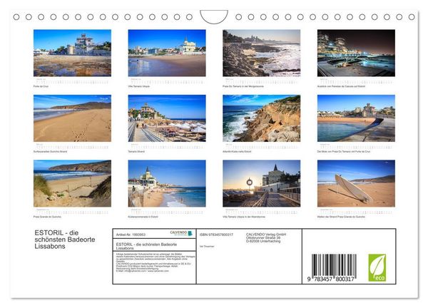 Produktbild: ESTORIL - die sch&ouml;nsten Badeorte Lissabons (Wandkalender 2026 DIN A4 quer), CALVENDO Monatskalender