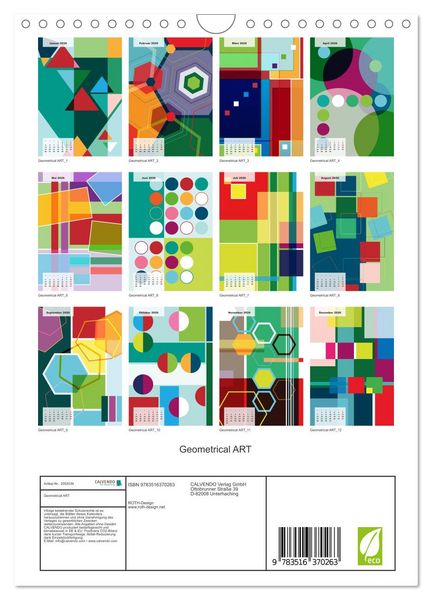 Produktbild: Geometrical ART (Wandkalender 2026 DIN A4 hoch), CALVENDO Monatskalender