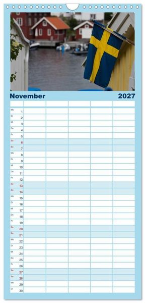 Produktbild: Familienplaner 2027 - Unterwegs in Schweden mit 5 Spalten (Wandkalender, 21 x 45 cm) CALVENDO