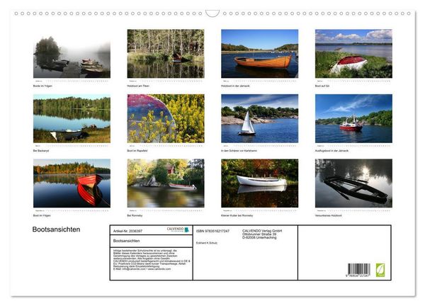 Produktbild: Bootsansichten (Wandkalender 2026 DIN A2 quer), CALVENDO Monatskalender