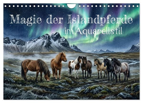 Produktbild: Magie der Islandpferde im Aquarellstil (Wandkalender 2027 DIN A4 quer), CALVENDO Monatskalender