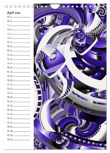 Produktbild: Geometrische Raumeindr&uuml;cke Planer (Wandkalender 2026 DIN A4 hoch), CALVENDO Monatskalender