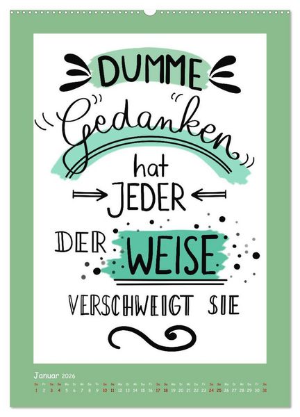 Produktbild: Nachgedacht-Spr&uuml;che und Zitate (Wandkalender 2026 DIN A2 hoch), CALVENDO Monatskalender