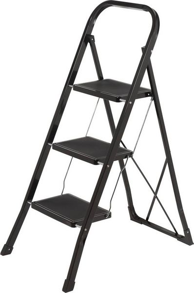Produktbild: TOOLCRAFT TO-10398471 Stahl Klapptritt klappbar, Montage ohne Werkzeug Arbeitsh&ouml;he (max.): 2.7 m Schwarz EN 14183