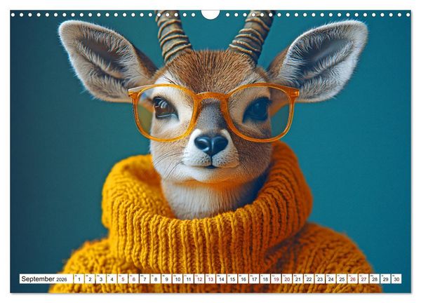 Produktbild: Strick-Pfoten - Flauschige Freunde in gestrickten Meisterwerken (Wandkalender 2026 DIN A3 quer), CALVENDO Monatskalender