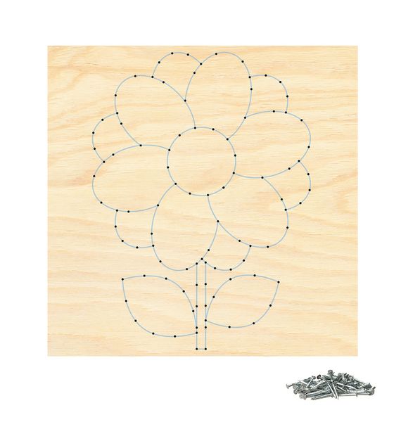 Produktbild: PEBARO NB7 - Nagelbild Blume, Fadenbild, Fadenspannbild, String Art mit Motiv Blume, 20x20cm, Bastelset