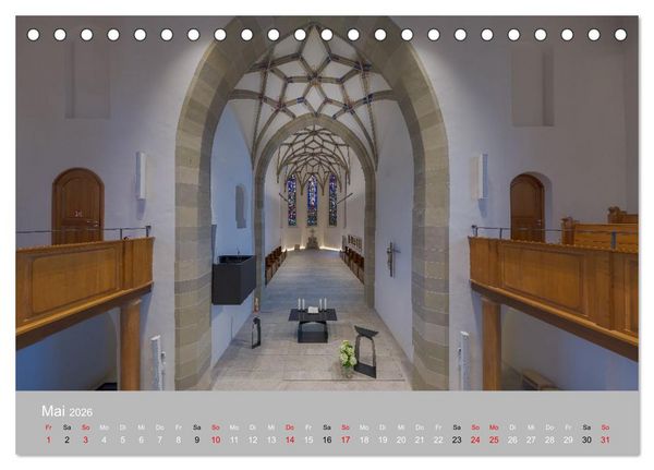 Produktbild: Backnang - Panoramablicke in die Stiftskirche (Tischkalender 2026 DIN A5 quer), CALVENDO Monatskalender