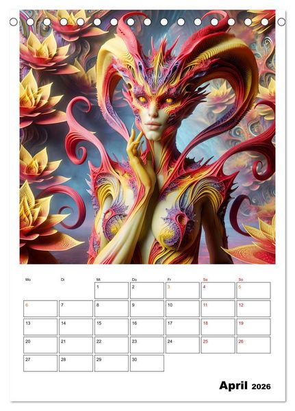 Produktbild: Extraterrestrische Eleganz (Tischkalender 2026 DIN A5 hoch), CALVENDO Monatskalender