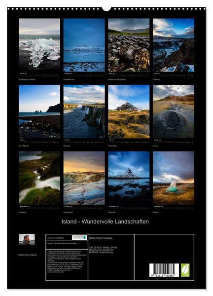 Produktbild: Island - Wundervolle Landschaften (hochwertiger Premium Wandkalender 2026 DIN A2 hoch), Kunstdruck in Hochglanz