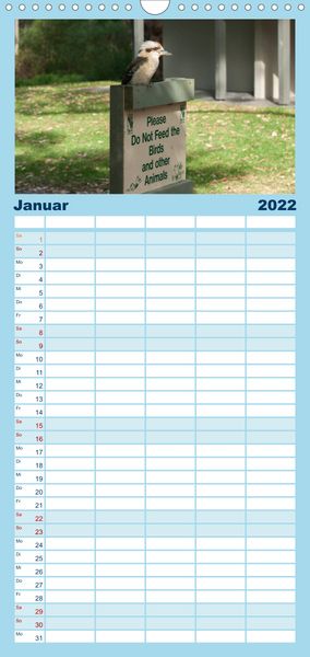 Produktbild: Familienplaner V&ouml;gel von "Down Under" Australien (Wandkalender 2022 , 21 cm x 45 cm, hoch)